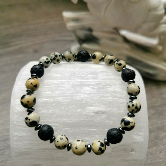 Dalmatian Jasper 8mm Bracelet - Picture 1 of 1